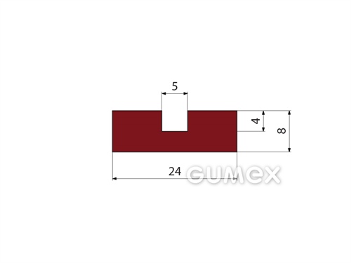 Silikónový profil tvaru "U", 8x24/5mm, 60°ShA, -60°C/+275°C (krátkodobo +300°C), červenohnedý